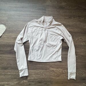 Women's Light Gray Long Sleeve Workout 1/2 Zip